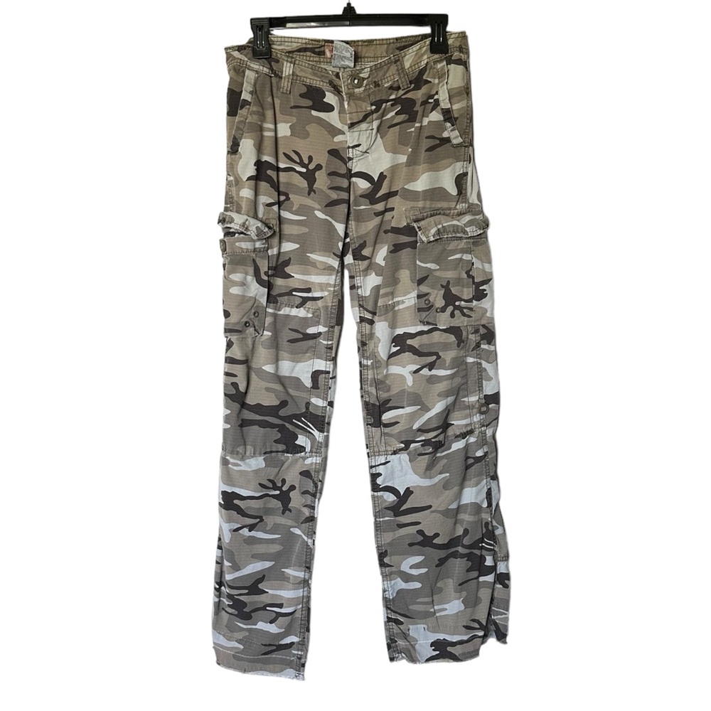 Vintage Y2K Green Camo Cargo Style Flare Bootcut Pants size 9